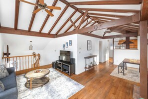 TV, fireplace - Historic 1-BR Carriage House w/ Modern Comfort (West Rutland)