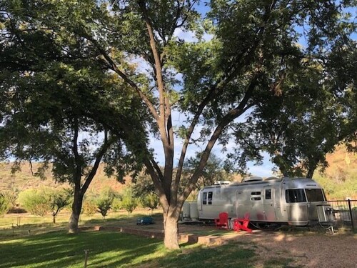 Classic Airstream on Apricot Meadow in Aravaipa Canyon