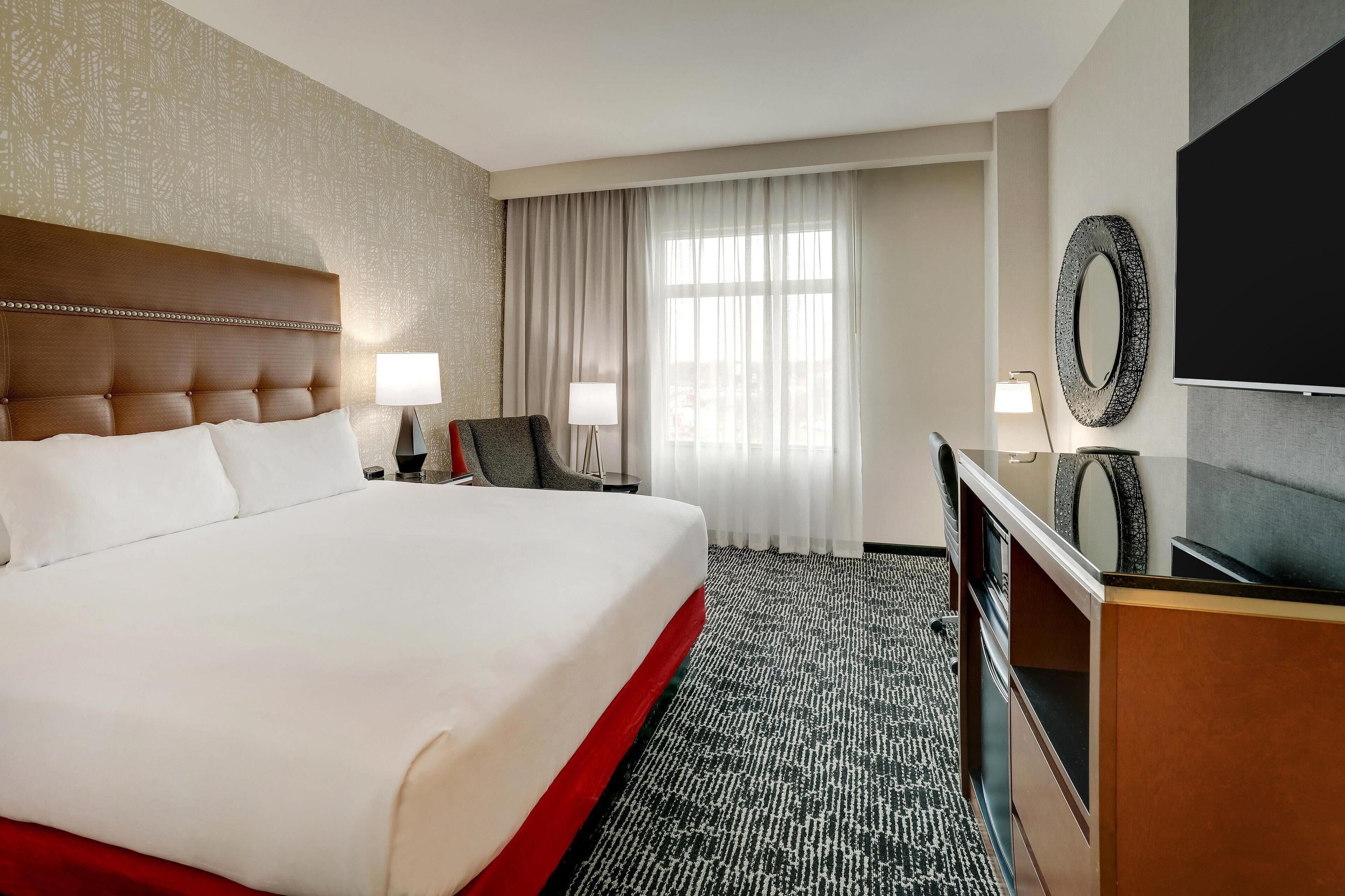 Premium bedding, desk, blackout curtains, iron/ironing board