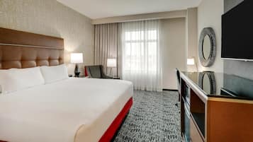 Premium bedding, desk, blackout curtains, iron/ironing board