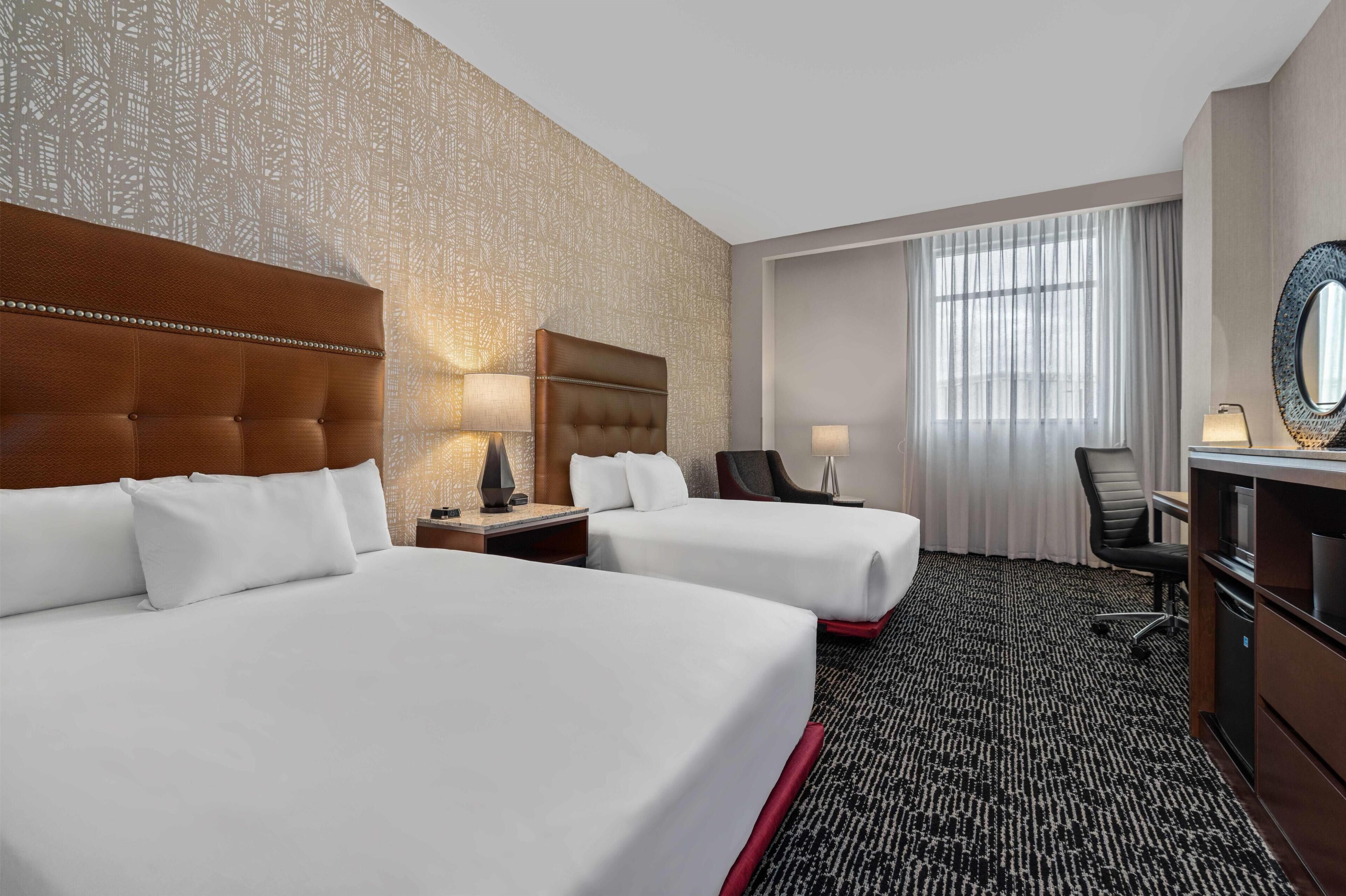 Premium bedding, desk, blackout curtains, iron/ironing board