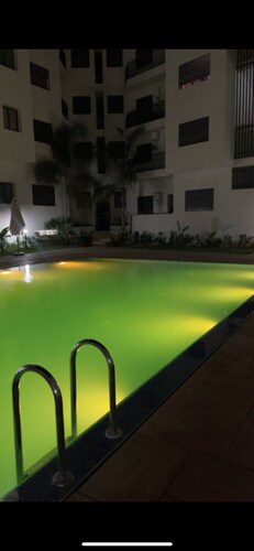 Apartment with pool, large terrace and balcony overlooking pool.