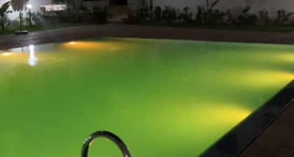 Apartment with pool, large terrace and balcony overlooking pool.