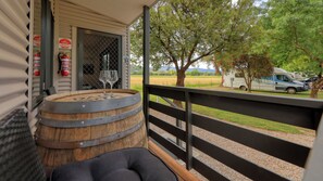 Deluxe Cabin, Private Bathroom, Valley View | Terrace/patio - Valley View Caravan Park (Whitfield)