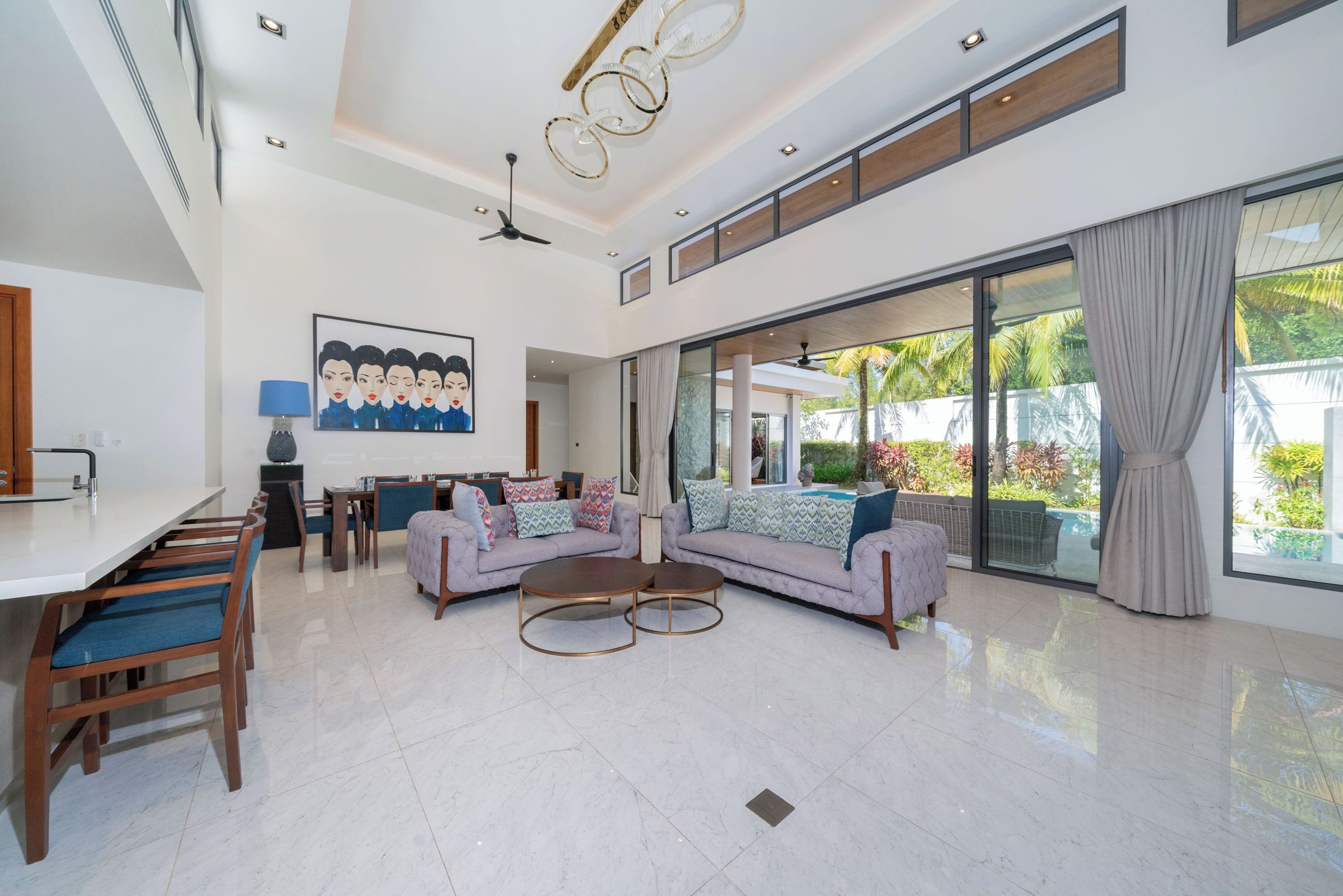 Executive Villa, 4 Bedrooms (BreezePrivate Pool Luxury in BangTao) | Living area | 65-inch Smart TV with digital channels