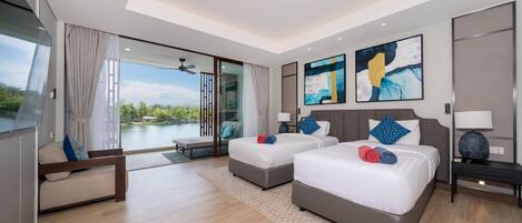 Exclusive-huoneisto, 2 makuuhuonetta (Angsana Lakeside Luxury Jazuzzi Suite) | Tallelokero huoneessa, yksilöllisesti sisustettu