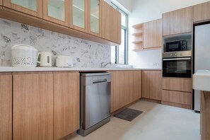 Exclusive Villa, 4 Bedrooms (Mahogany 4BR Pool Villa in BangTao) | Private kitchen | Full-size fridge, microwave, stovetop, toaster - Mahogany 4Br Pool Villa In Bangtao (Choeng Thale)