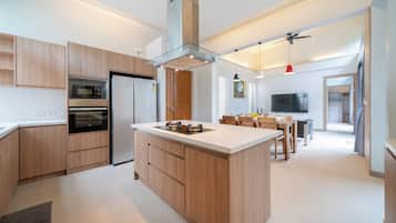 Exclusive Villa, 4 Bedrooms (Mahogany 4BR Pool Villa in BangTao) | Private kitchen | Full-sized fridge, microwave, stovetop, toaster