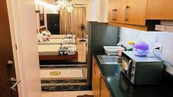 Familienapartment, Nichtraucher, Stadtblick | Eigene Küche