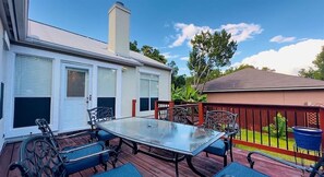 Outdoor dining - 3BR Haven, Garage & Fenced Yard, Near Costco, Randolph AFB, and New Braunfels (Universal City)