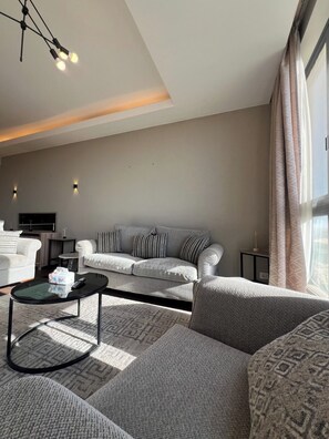 Living area - Furnished 2BR @AEON Towers, Sheikh Zayed (Giza Governorate)