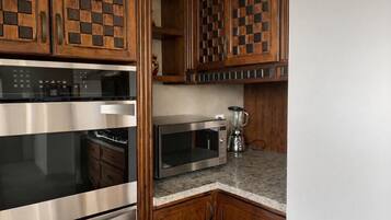 Mini-fridge, microwave