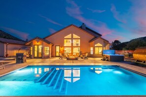 Outdoor pool, a heated pool - Red Rock Views • Pool, Spa, Sauna, Cinema & Fitness • Luxe 5BR Sedona Retreat (Sedona)