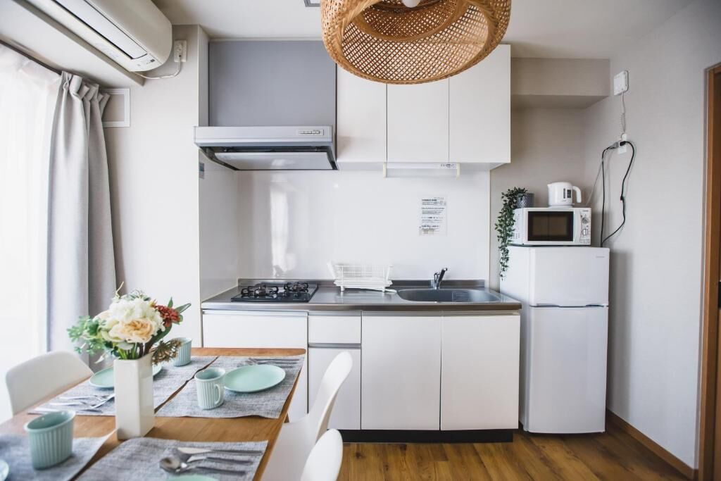 Premium Apartment, Balcony, City View | Private kitchen | Cleaning supplies, paper towels