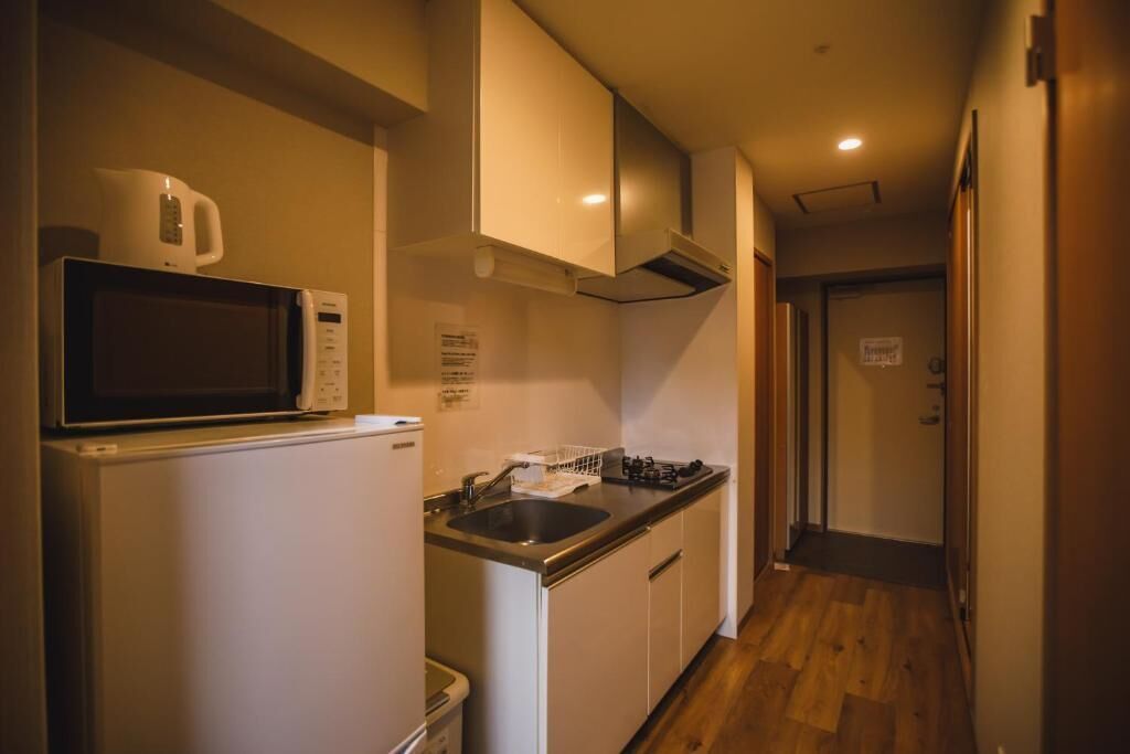 Premium Apartment, Balcony, City View | Private kitchen | Cleaning supplies, paper towels