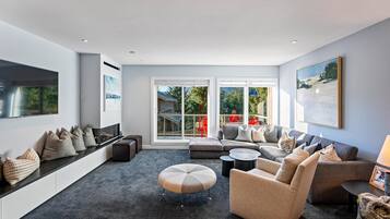 Smart TV, fireplace, video games, books