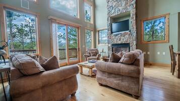 TV, fireplace