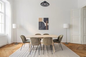 Dining - Blueground | Innere Stadt, view, nr Danube Canal (Vienna)