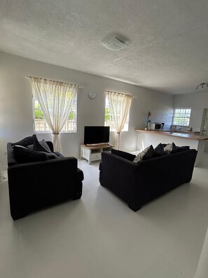 TV - Spacious 3BR Sea View Apartment steps from the shore in Christ Church Barbados (Christ Church)