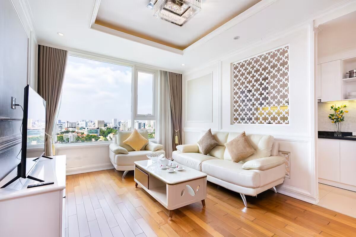 Luxury Apartment, 2 Bedrooms, Kitchen, City View | Living area | 55-inch Smart TV with digital channels