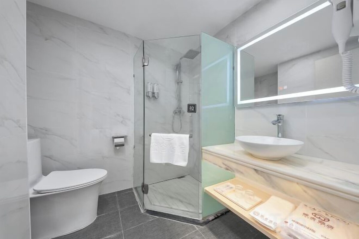 Bathroom | Shower, hair dryer, towels, soap