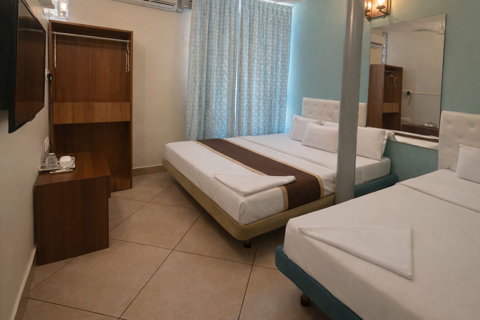 Desk, free WiFi, bed sheets