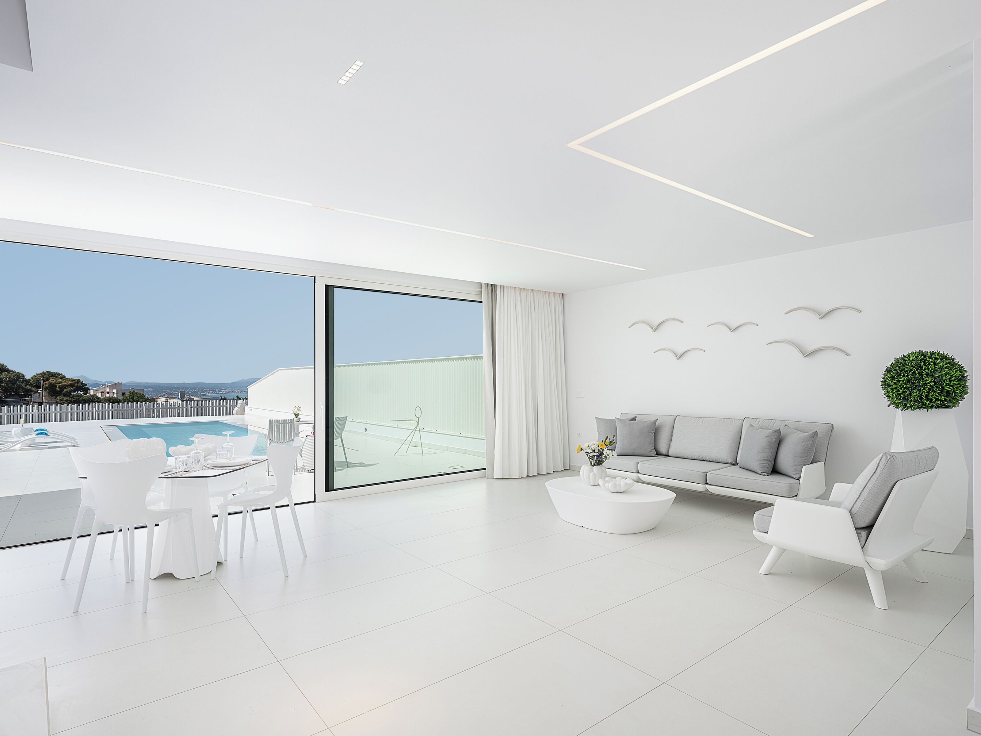 Luxury Villa, Private Pool, Sea View | Living area | 55-inch Smart TV with satellite channels, streaming services