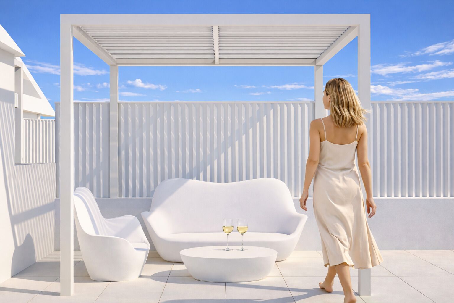 Luksusvilla, privat basseng, sjøutsikt | Terrasse/patio