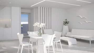 Vila superluxo, piscina particular, vista para o mar | Área de estar | Smart TV 55 polegadas com canais via satélite, serviços de streaming