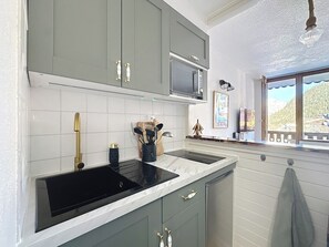 Private kitchen - Renovated studio in the heart of the resort (Valfréjus)