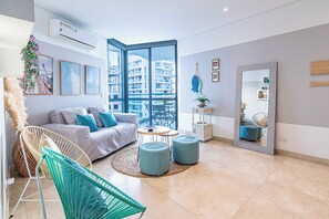 Superior Apartment, Balcony, Sea View | Living area - Grand Marina Oceanview Apartments by Xarm Apartments (Santa Marta)