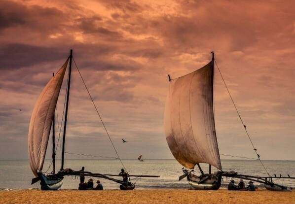 Beach nearby, white sand, sun loungers, beach towels - Oreeka Beach Resort (Negombo)