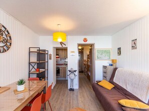 Living area - Studio cabin 5 pers, near slopes, La Mongie (La Mongie)