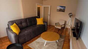 Basic Apartment, River View | Living area | Flat-screen TV