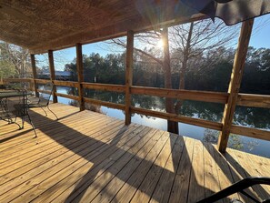 Back deck overlooking lake - Country Lake Getaway. (Summit)