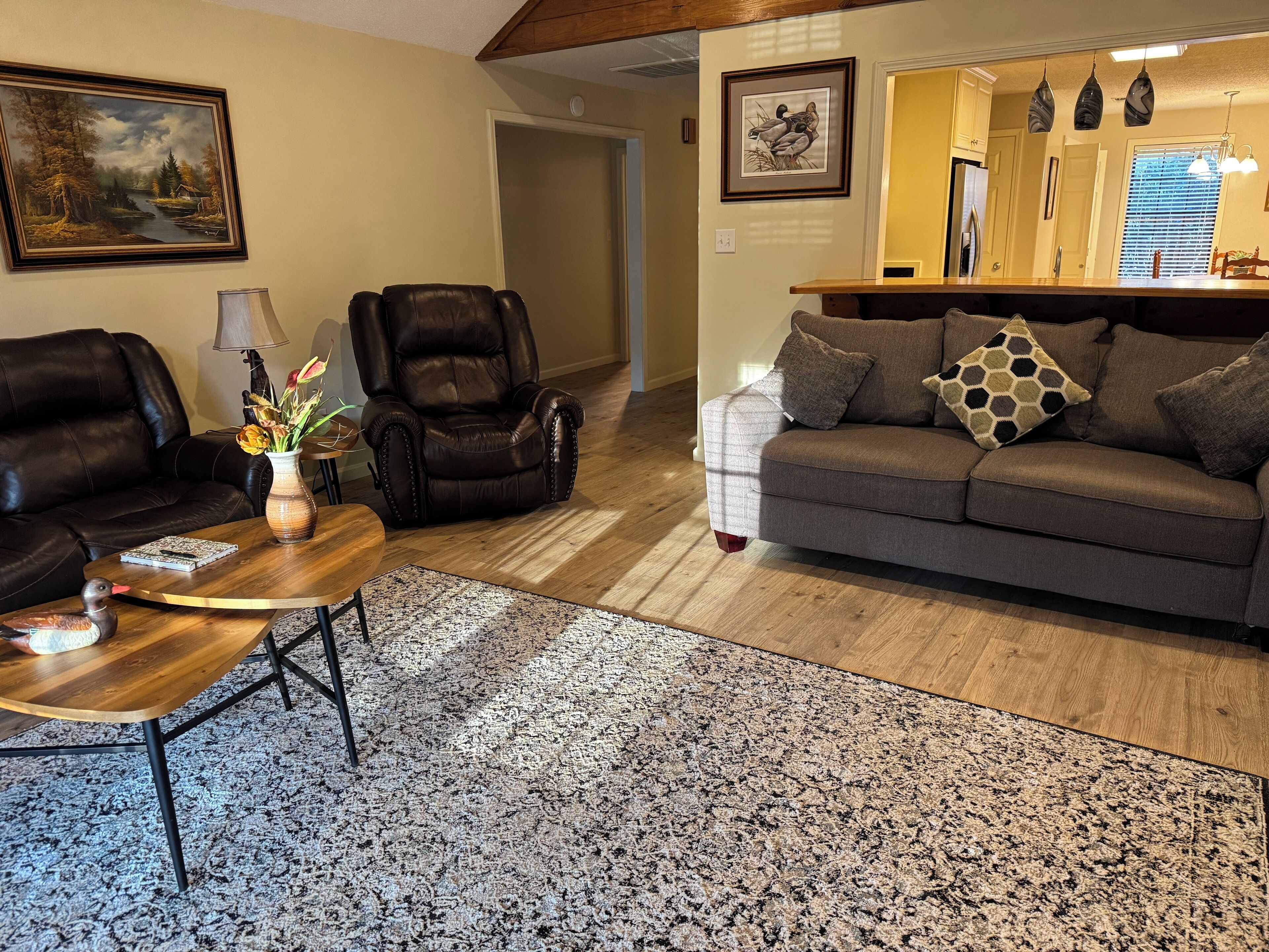 Living room with full size sofa sleeper