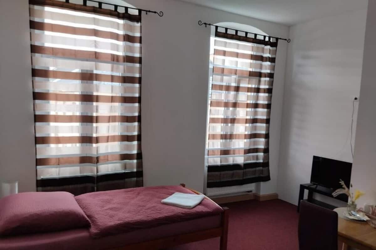 Habitación individual Confort, baño privado, vista a la ciudad | Cortinas blackout, insonorización y wifi gratis