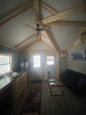 Living area - Adorable 2 bedroom cabin  with AC  and heat in beautiful  mesick mi (Mesick)