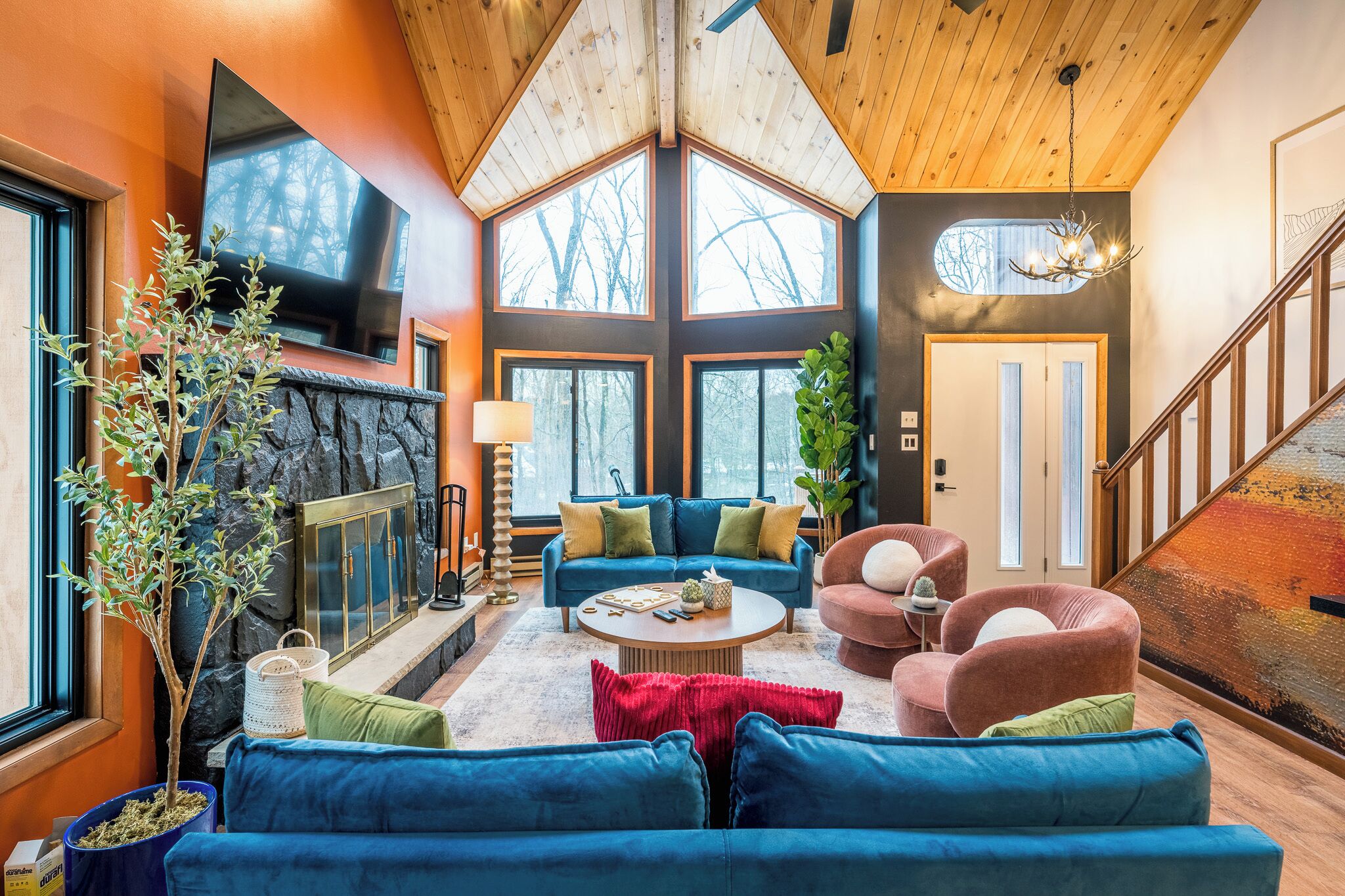 Smart TV, video games, foosball, books