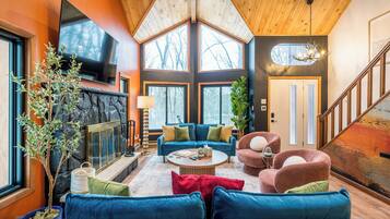 Smart TV, video games, foosball, books