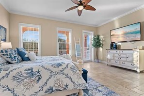 4 bedrooms, desk, iron/ironing board, travel cot