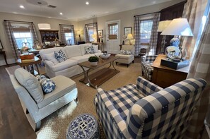 Living area - Taylor Street Inn - once an historic café - now a curated, modern designer home. (New Ulm)