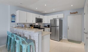 Fridge, microwave, oven, stovetop - Three Bedroom Three Bath Beachfront (South Padre Island)