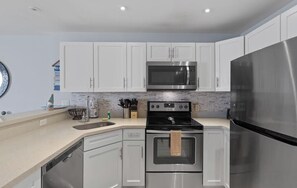 Fridge, microwave, oven, stovetop - Three Bedroom Three Bath Beachfront (South Padre Island)