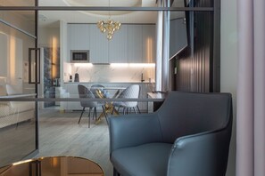 Apartment, 1 King Bed with Sofa bed, Balcony, City View | Living area