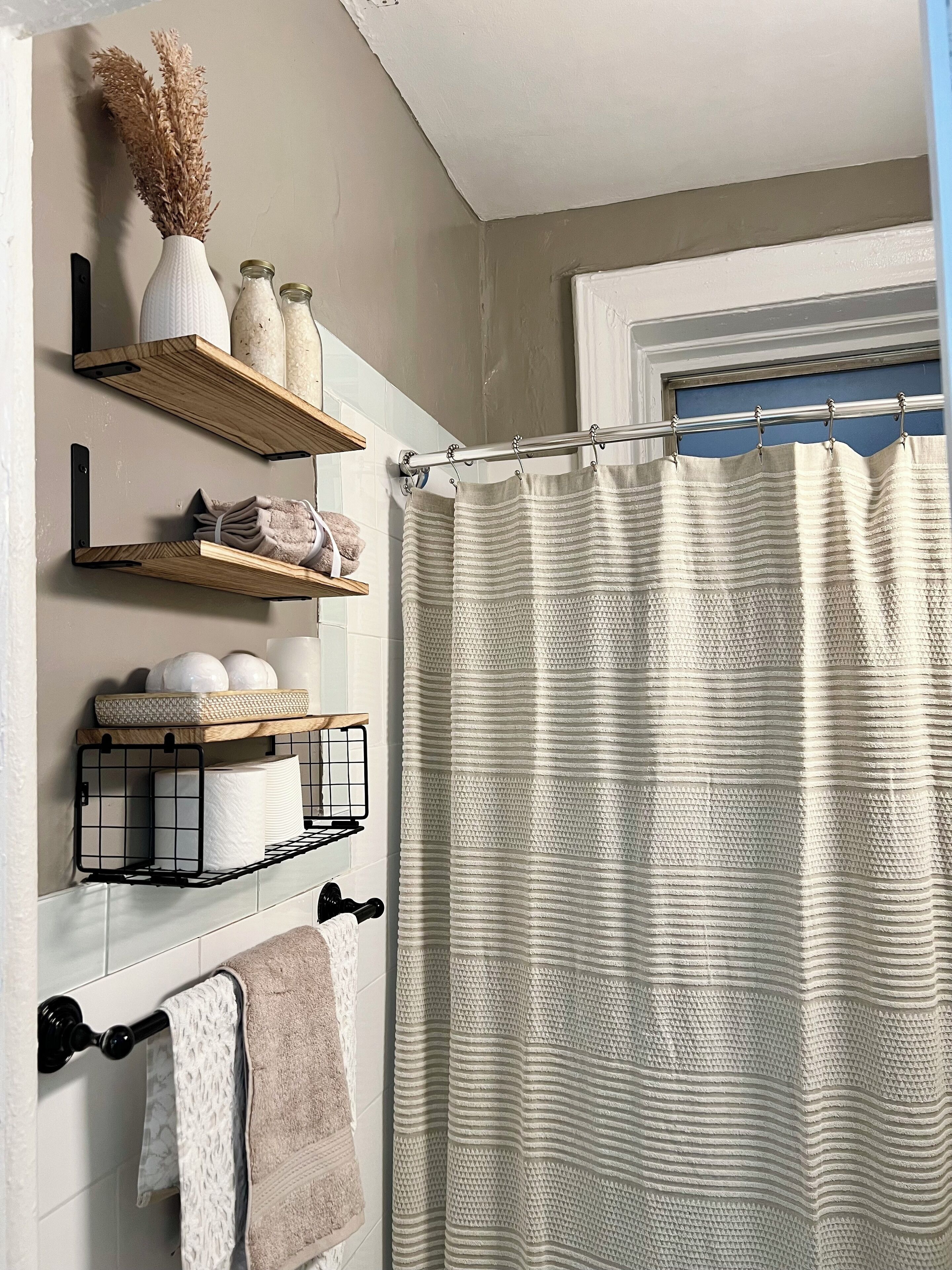 Hair dryer, towels, toilet paper