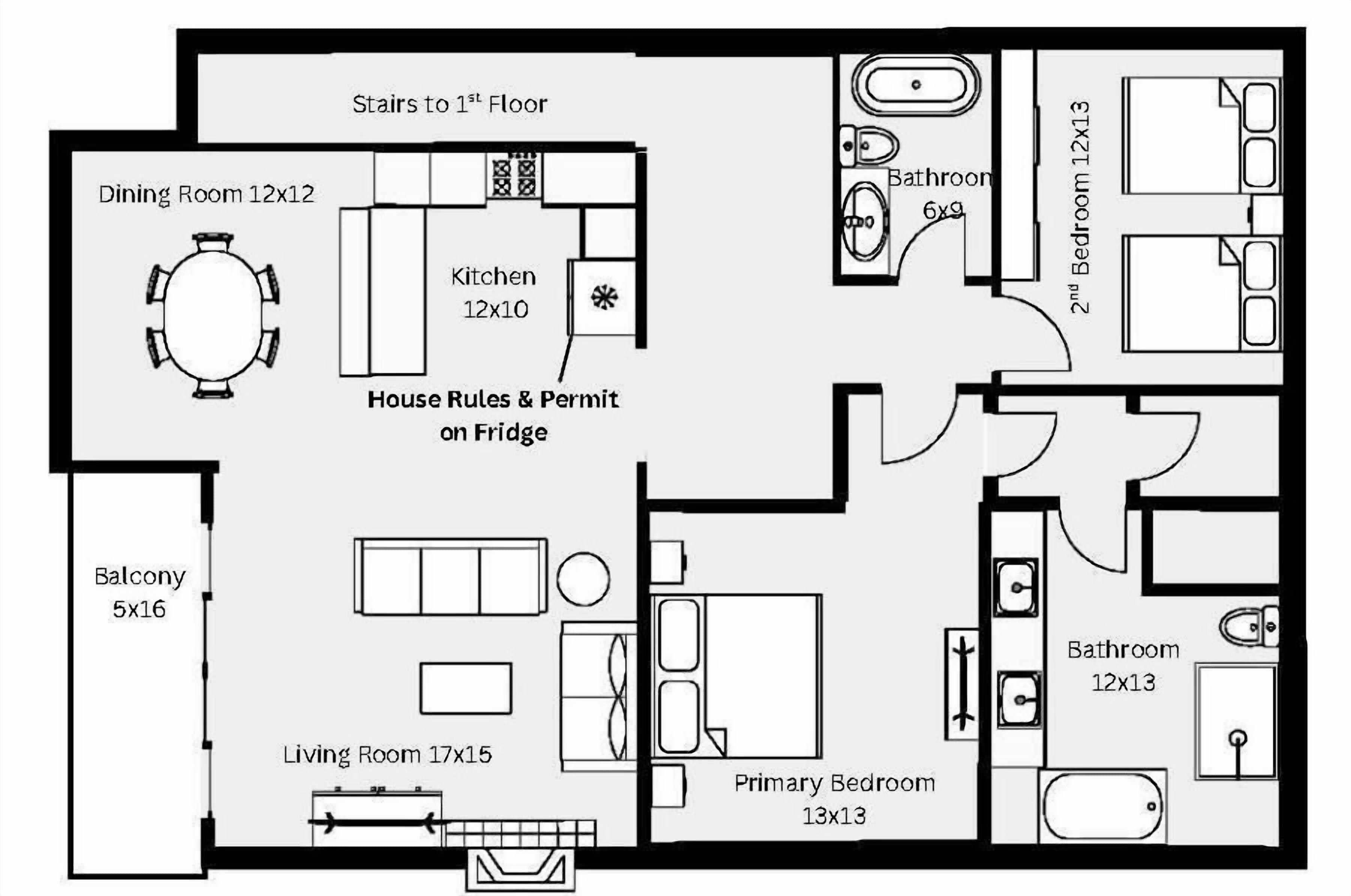 Here is the floor plan to help you see how all the rooms connect