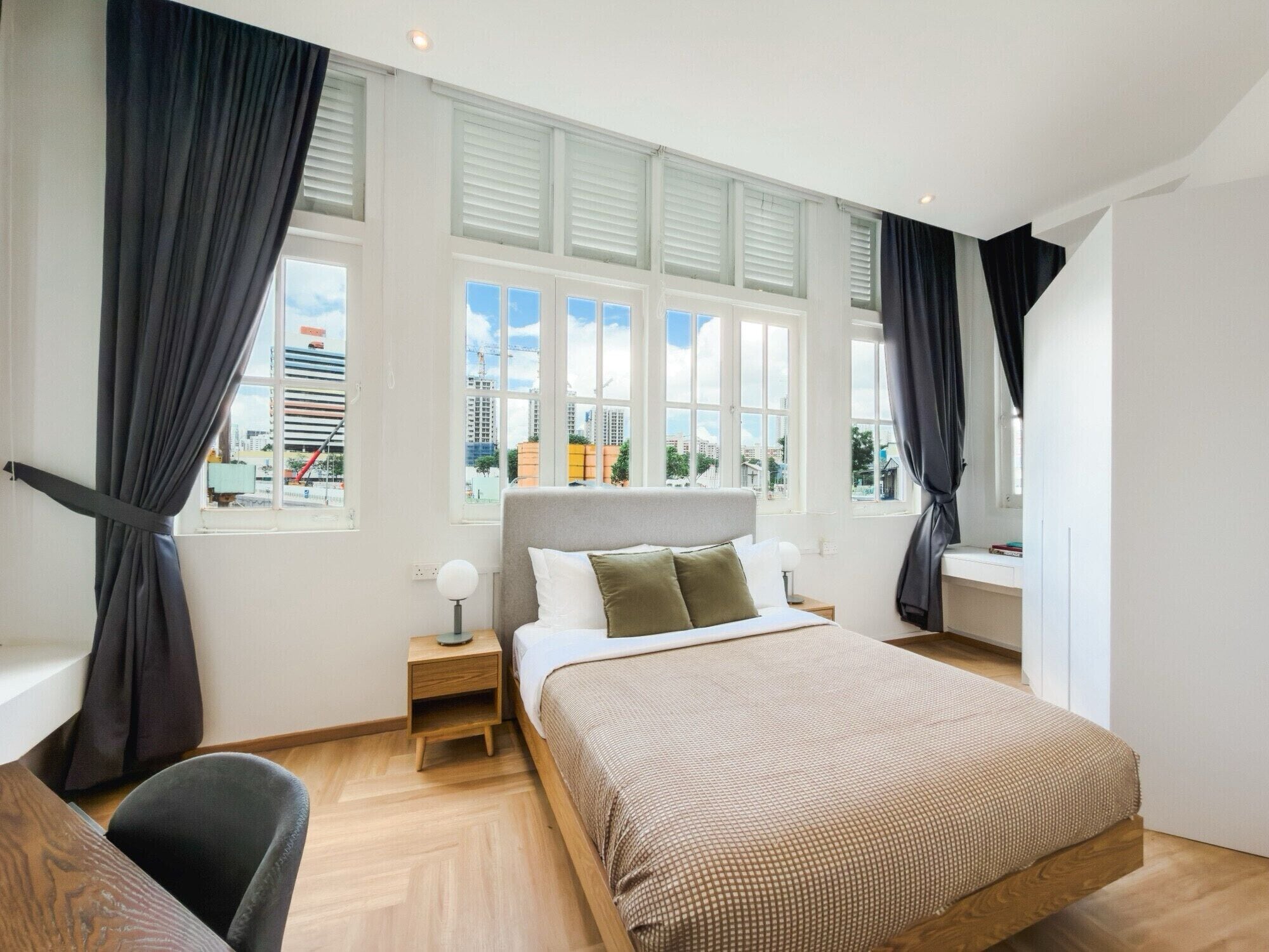 Premium Apartment, 2 Bedrooms, City View | Desk, laptop workspace, blackout curtains, iron/ironing board