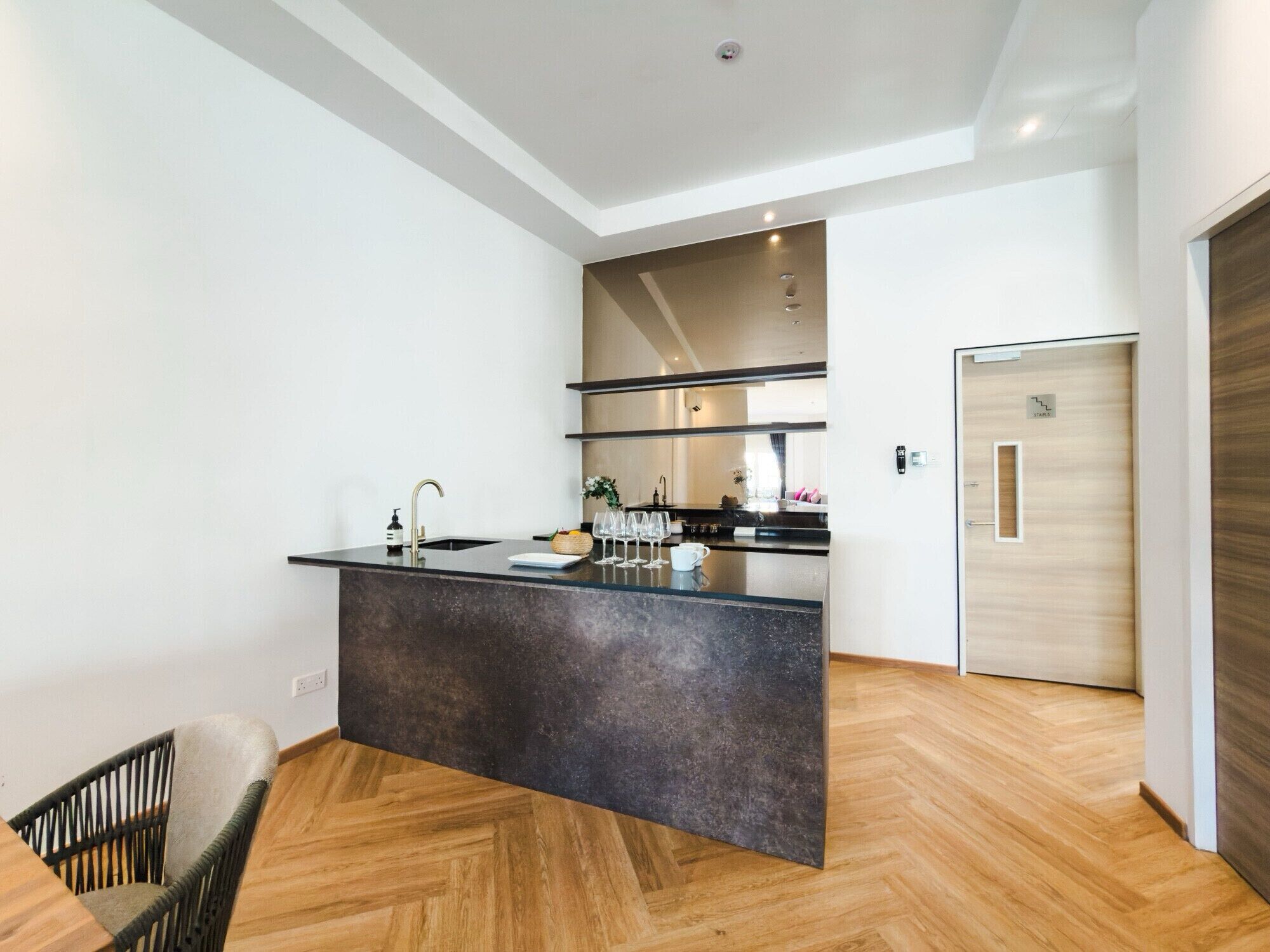 Family Apartment, 3 Bedrooms, Balcony, City View | Private kitchen | Full-size fridge, microwave, stovetop, highchair