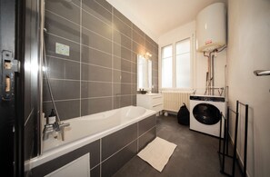 Secadora de cabello, toallas, jabón, papel de baño 